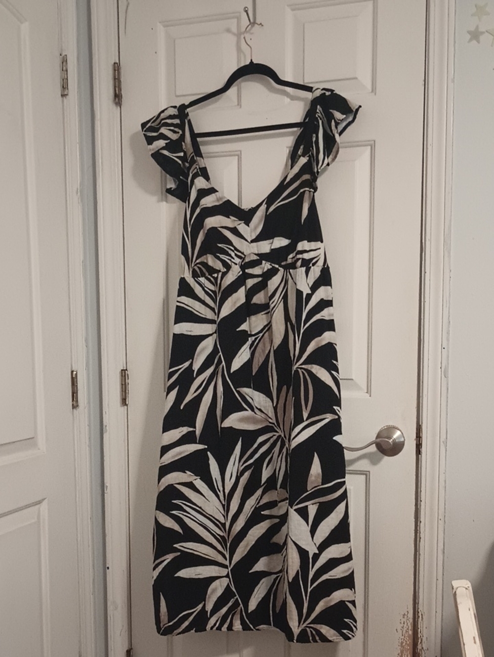 Time and Tru Women's Plus Cotton Midi Dress with Flutter Sleeves